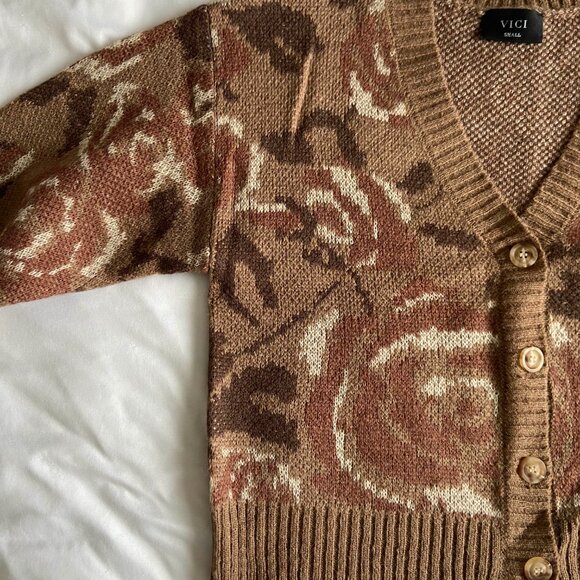 NWOT Vici Neutral Rose Cardigan - Picture 2 of 5